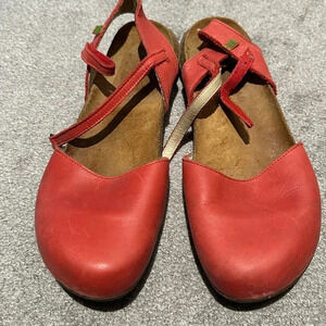 El Naturalista Wakataija Red Leather Strap Mary Jane Open Heel Shoe 41